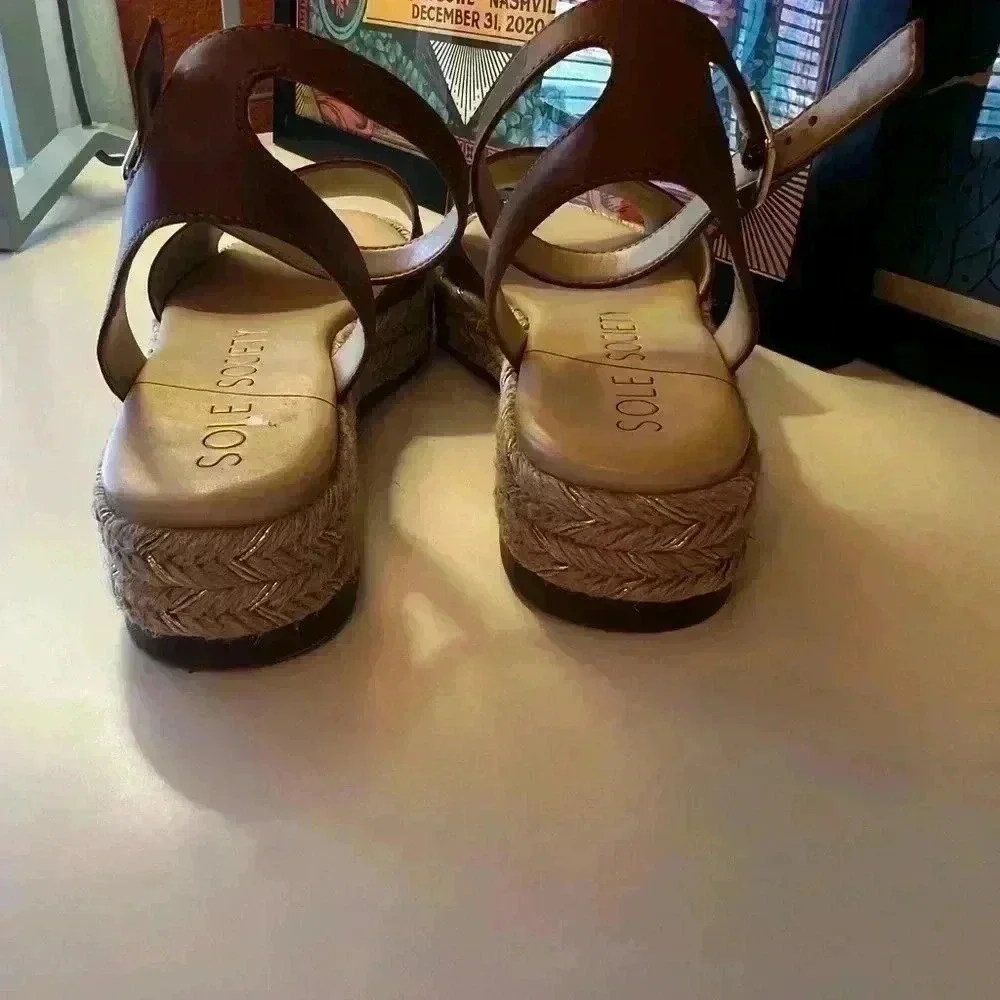 Sole Society Verla Espadrille Platform Sandal with Ankle Strap-Sz 9